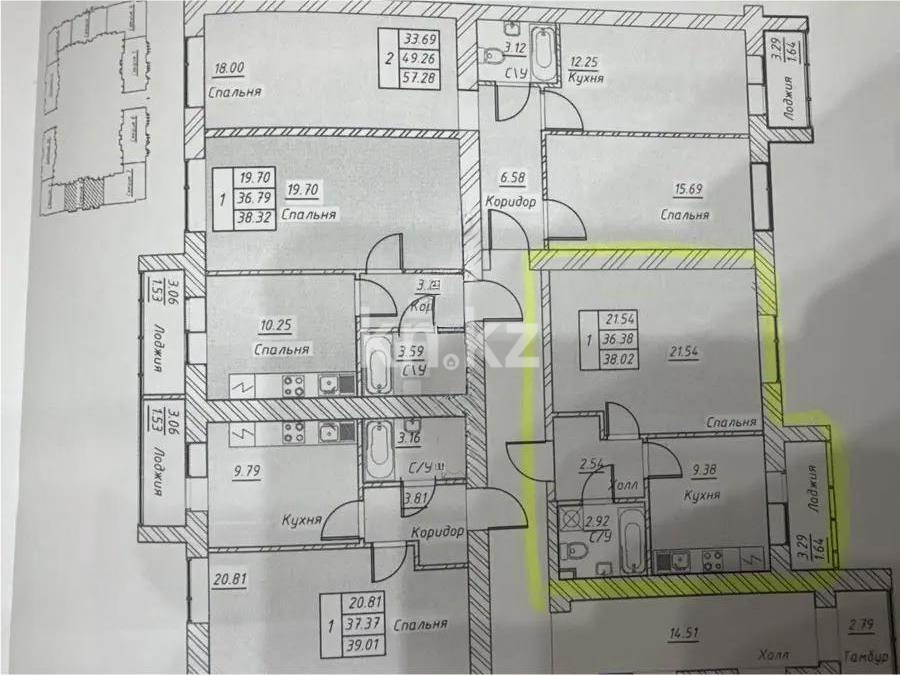 Продажа 1-комнатной квартиры, 38.2 м², ул. Тынышбайулы, дом  6 стр в Астане