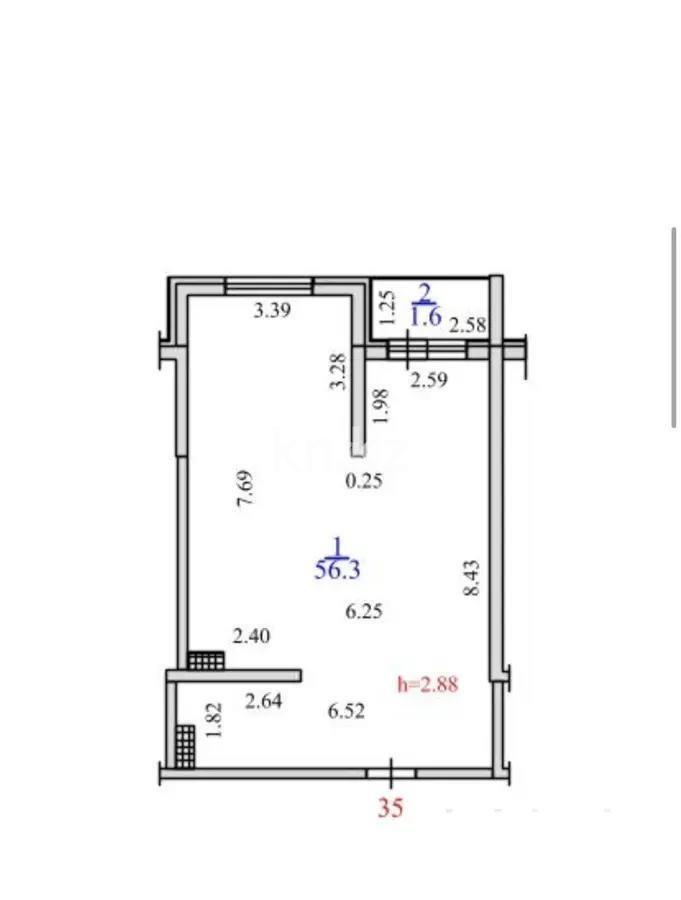 Продажа 2-комнатной квартиры, 57.9 м², пр. Рыскулова, дом  103/7 стр в Алматы