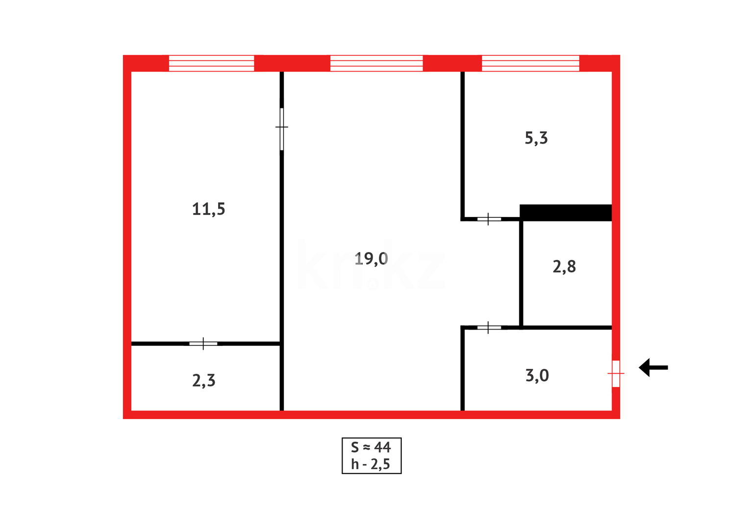 Продажа 2-комнатной квартиры, 46 м² в Караганде - фото 3