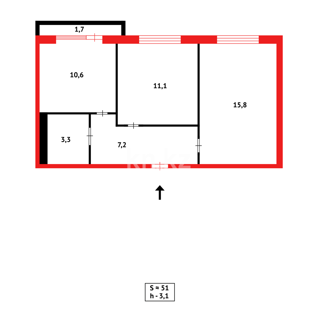 Продажа 2-комнатной квартиры, 53 м², мкр-н 15 в Караганде - фото 10