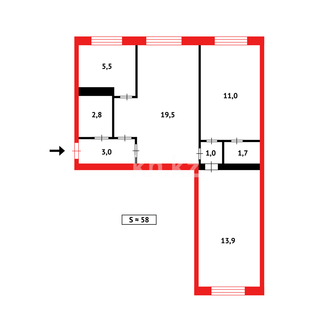Продажа 3-комнатной квартиры, 58 м² в Караганде - фото 20
