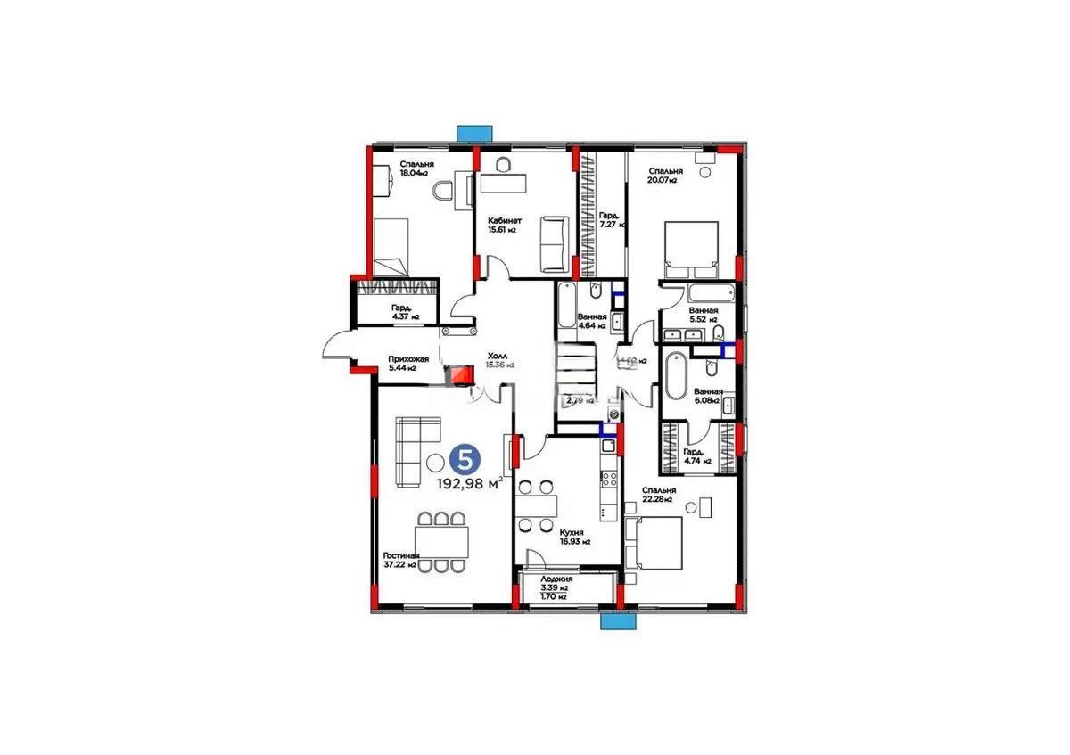 Продажа 5-комнатной квартиры, 193 м² в Астане
