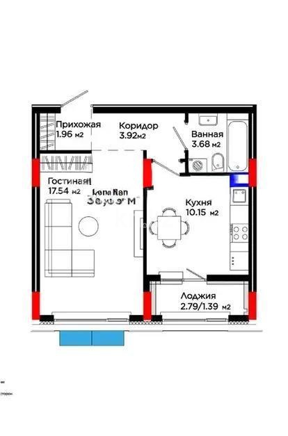 Продажа 1-комнатной квартиры, 39 м² в Астане