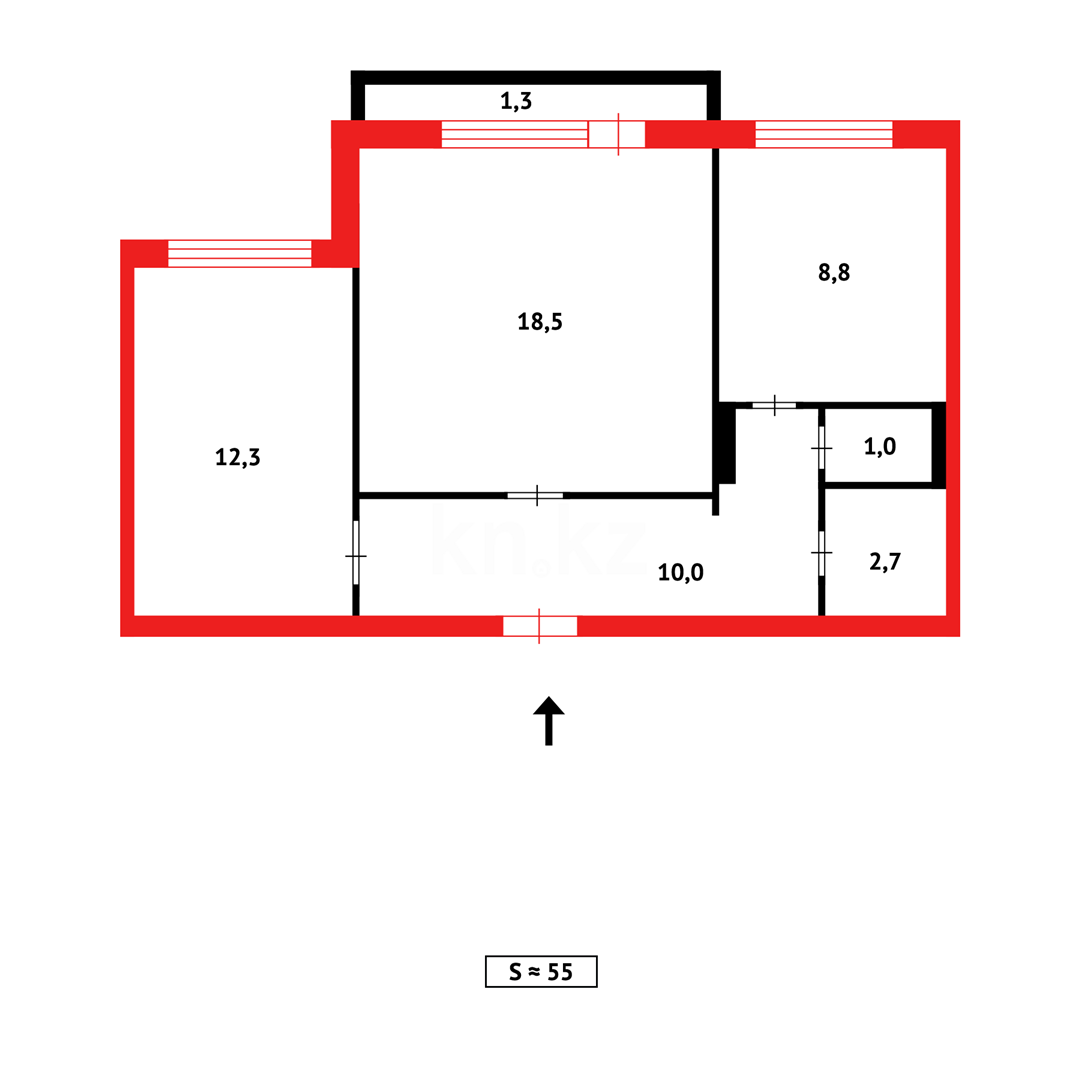 Продажа 2-комнатной квартиры, 53 м² в Караганде