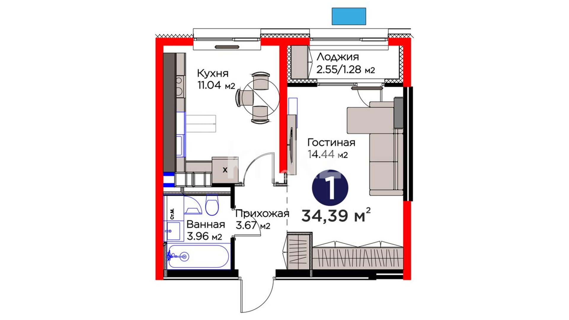 ЖК Arena City. Sport, 1-комнатная, цена 31 479 179 ₸, 915 359 ₸&nbsp;/&nbsp;м²