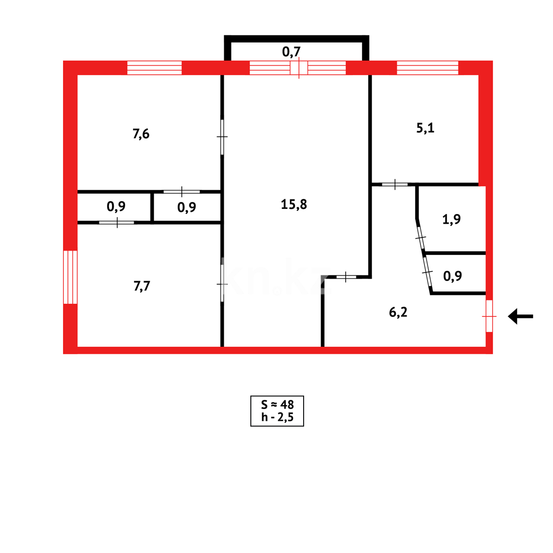 Продажа 3-комнатной квартиры, 47 м², ул. 6-й мик-н в Темиртау - фото 17