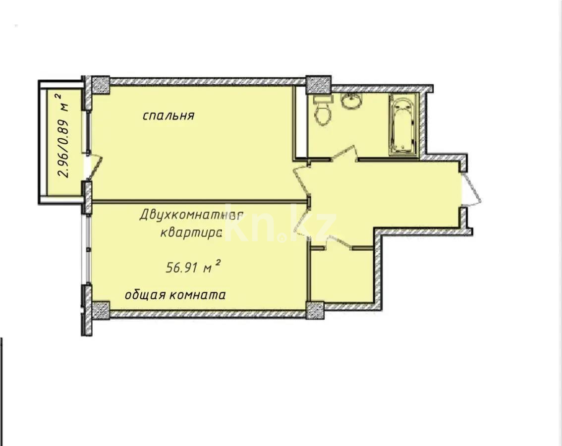 Продажа 2-комнатной квартиры, 56 м² в Алматы