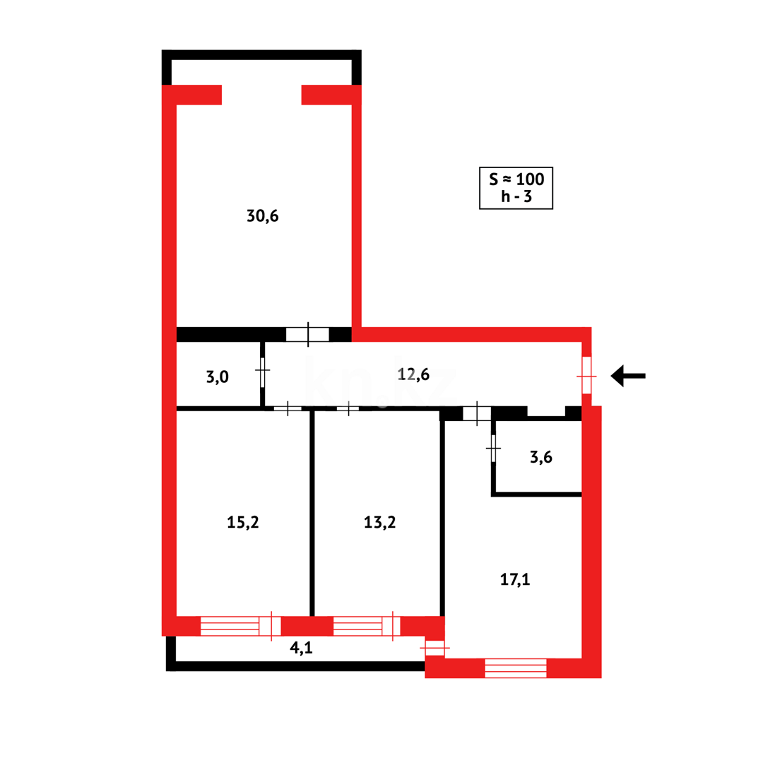 Продажа 3-комнатной квартиры, 100 м², ул. Таттимбета, дом  19/14 в Караганде - фото 19
