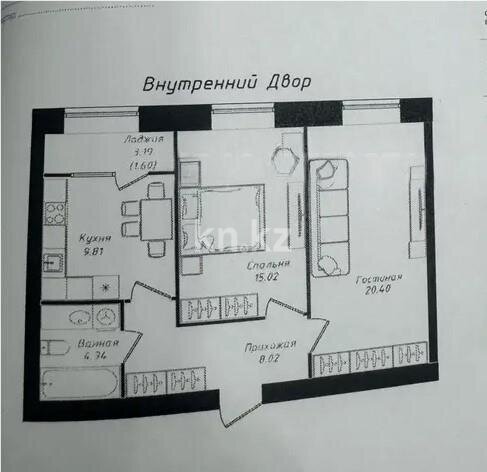 Продажа 2-комнатной квартиры, 59.98 м² в Астане - фото 4