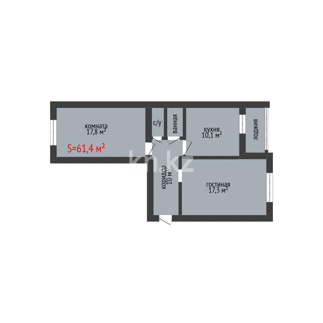 Продажа 2-комнатной квартиры, 61.4 м² в Костанае - фото 2