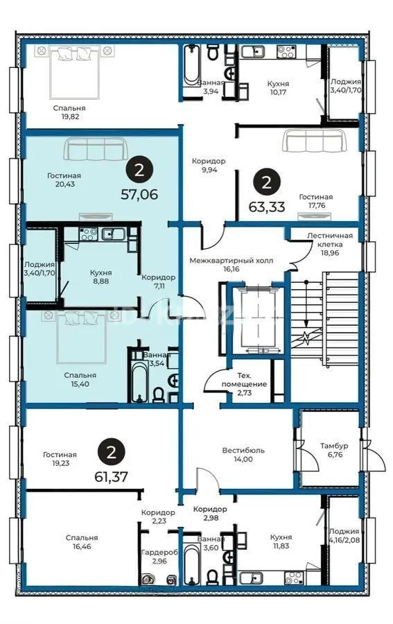 Продажа 2-комнатной квартиры, 57.6 м² в Астане - фото 2