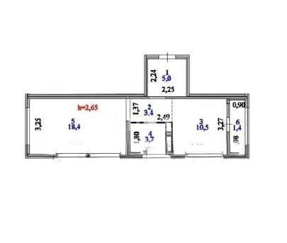 Продажа 2-комнатной квартиры, 42.4 м² в Астане