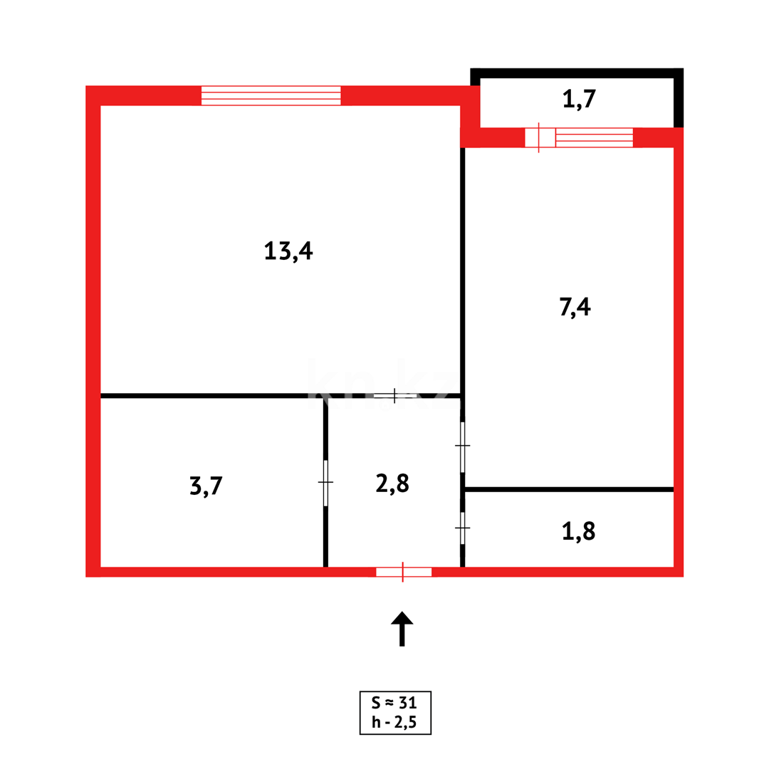 Продажа 1-комнатной квартиры, 32 м² в Караганде - фото 14