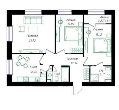 Продажа 3-комнатной квартиры, 84.43 м² в Астане