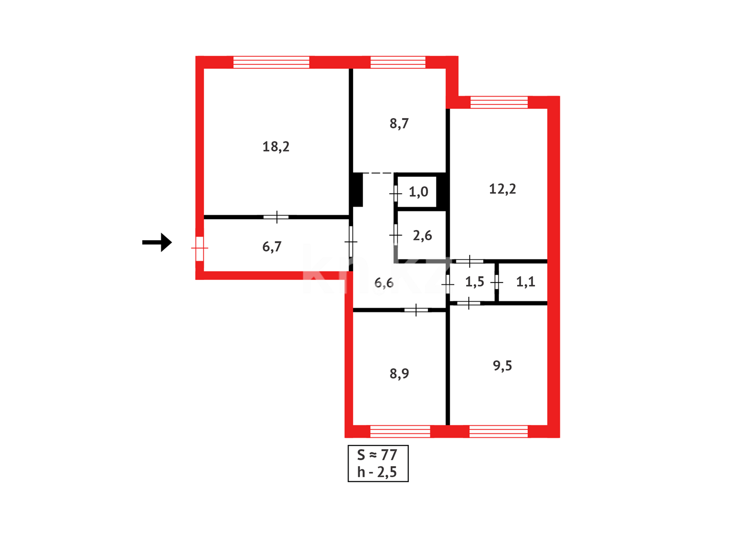 Продажа 4-комнатной квартиры, 77 м², мкр-н Орбита-1 в Караганде - фото 8