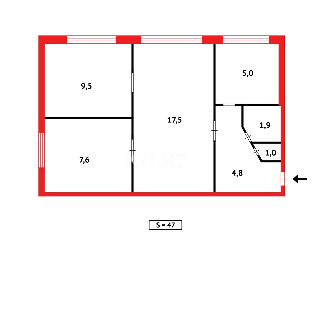 Продажа 3-комнатной квартиры, 47 м², мкр-н 15 в Караганде - фото 7