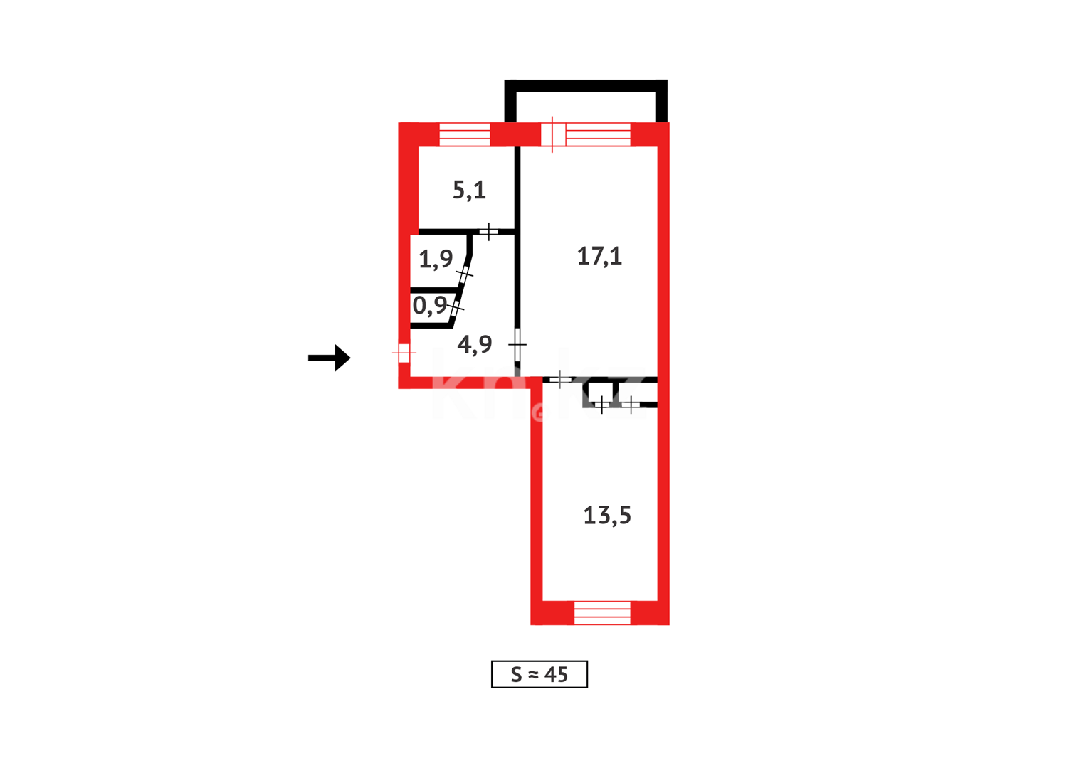 Продажа 2-комнатной квартиры, 45 м², 6 мкр. в Темиртау - фото 13