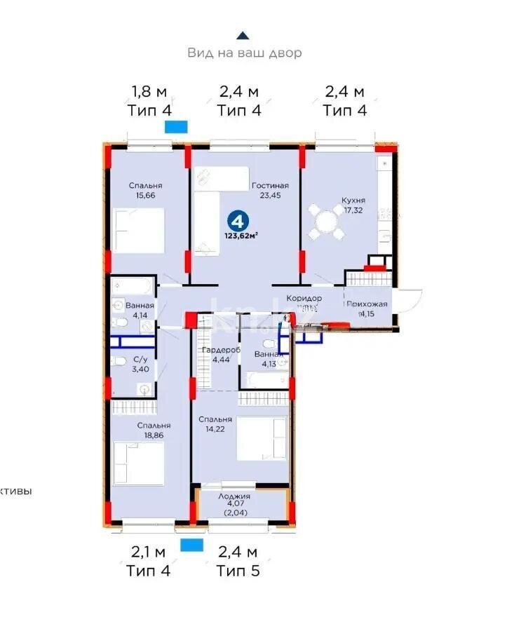 Продажа 4-комнатной квартиры, 123.62 м² в Астане