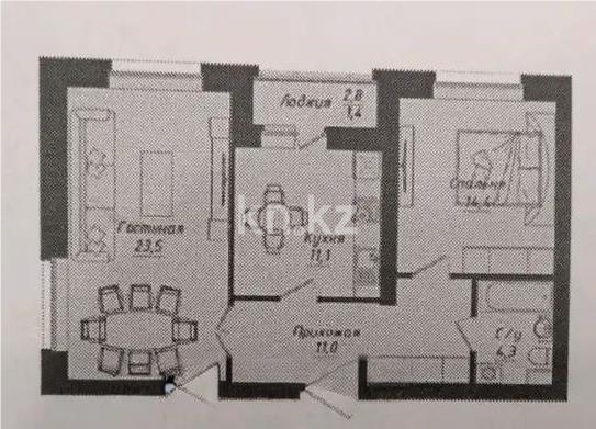 Продажа 2-комнатной квартиры, 65.7 м² в Астане