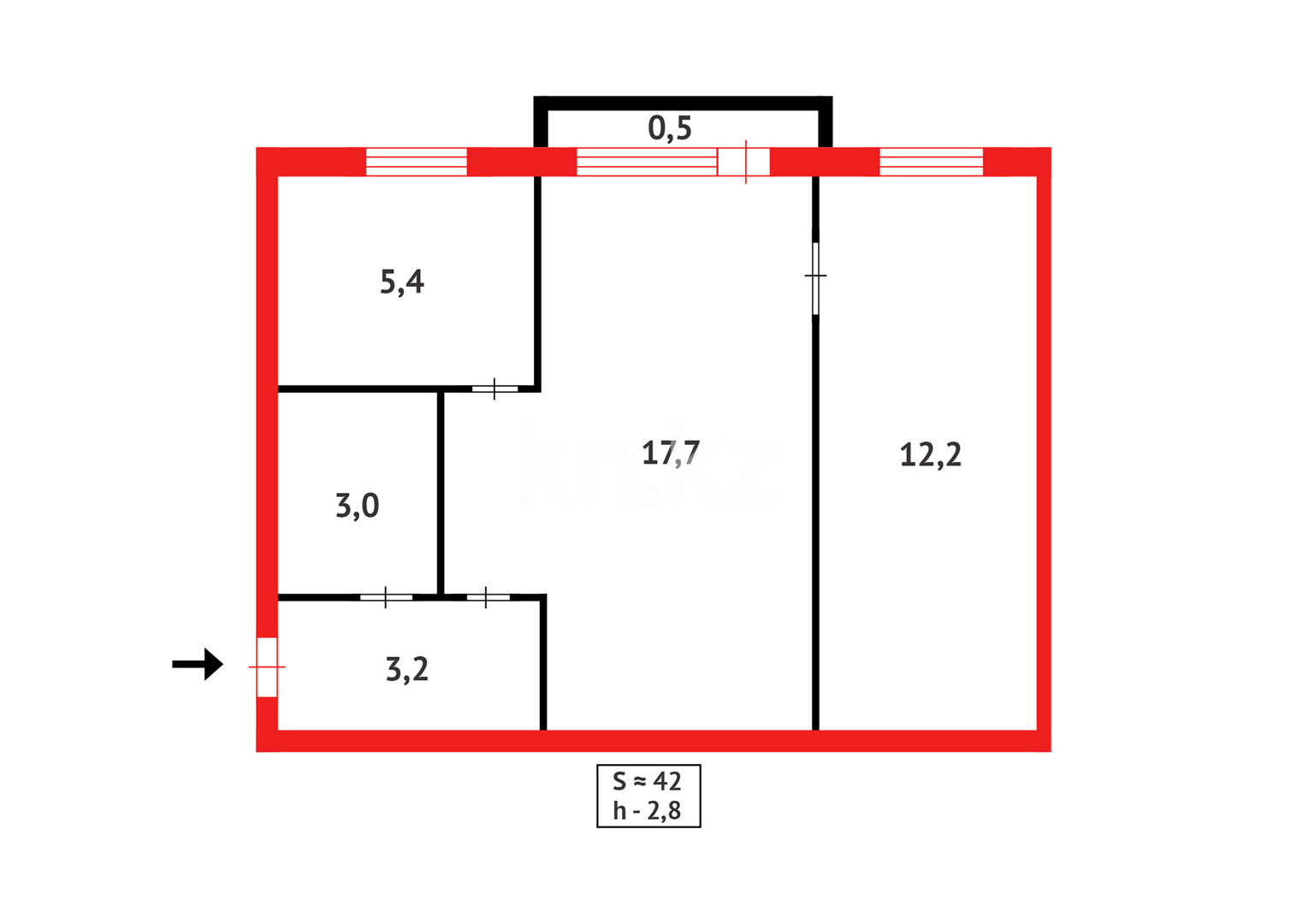 Продажа 2-комнатной квартиры, 44 м² в Караганде - фото 6