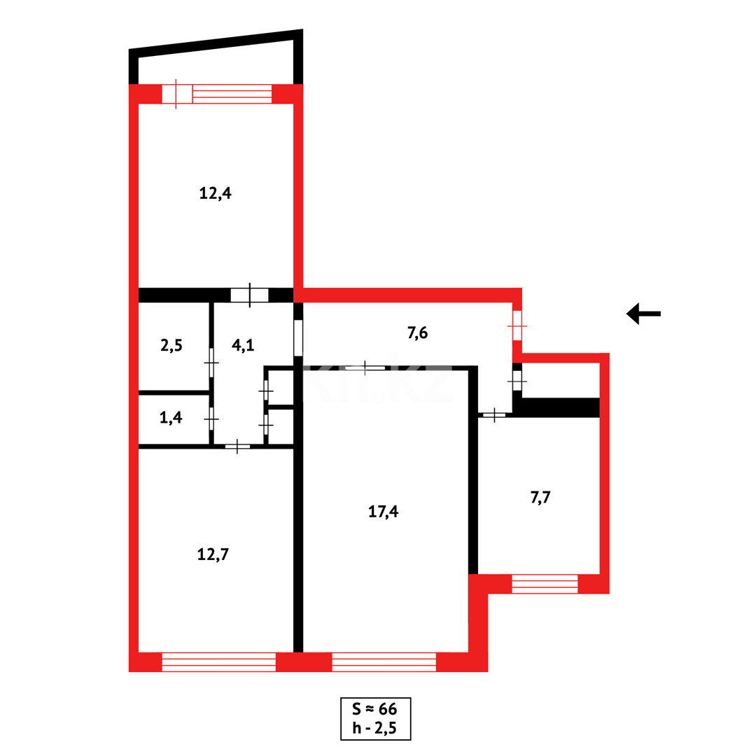 Продажа 3-комнатной квартиры, 67 м² в Темиртау - фото 9