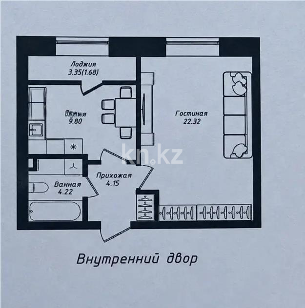 Продажа 1-комнатной квартиры, 43 м² в Астане