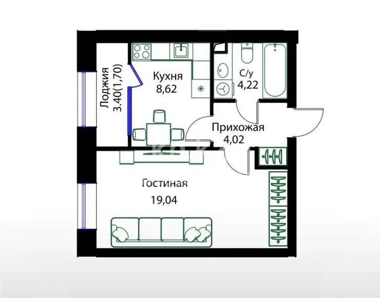 Продажа 1-комнатной квартиры, 39 м², ул. Жошы хана, дом  12/3 в Астане - фото 3