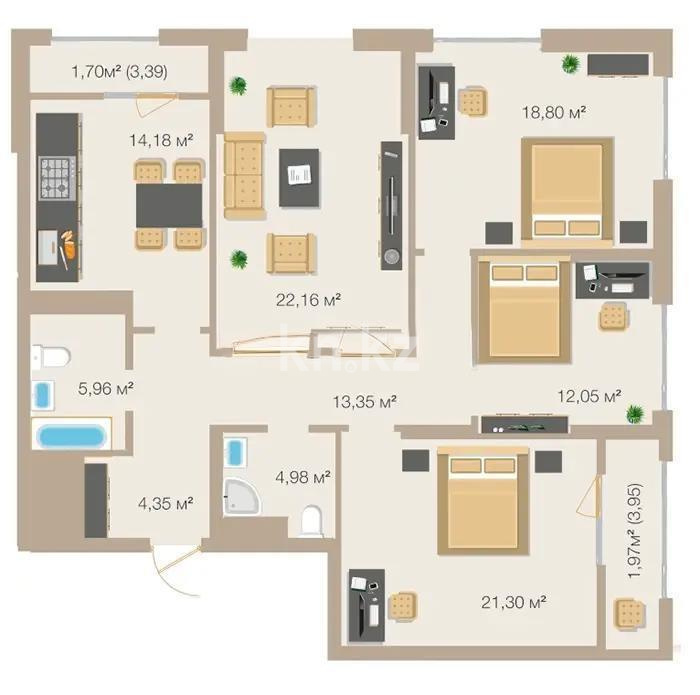Продажа 4-комнатной квартиры, 115 м², ул. Е-882, дом  7 в Астане