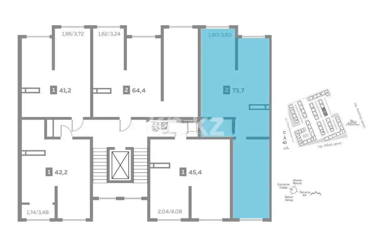 Продажа 3-комнатной квартиры, 73.7 м², мкр-н Шугыла, дом  340/5а стр в Алматы