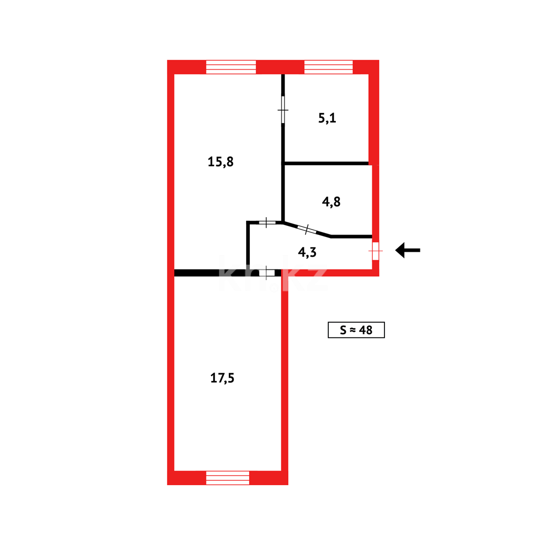 Продажа 2-комнатной квартиры, 48 м² в Темиртау - фото 13