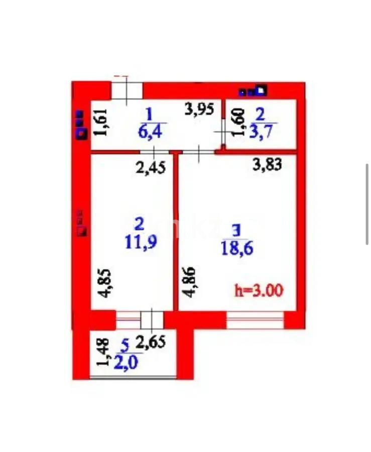 Продажа 1-комнатной квартиры, 42.6 м² в Астане