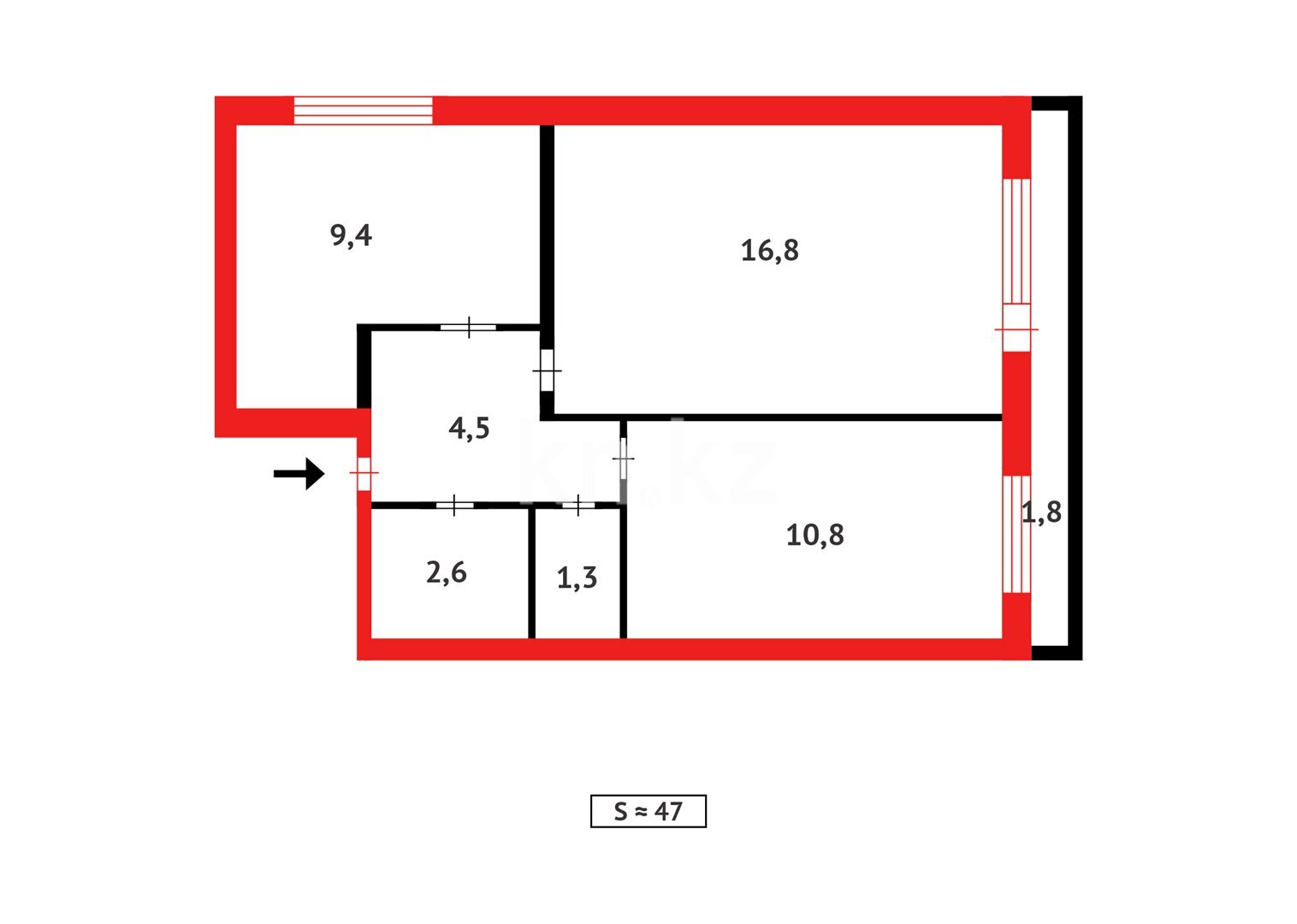 Продажа 2-комнатной квартиры, 47 м² в Караганде - фото 9