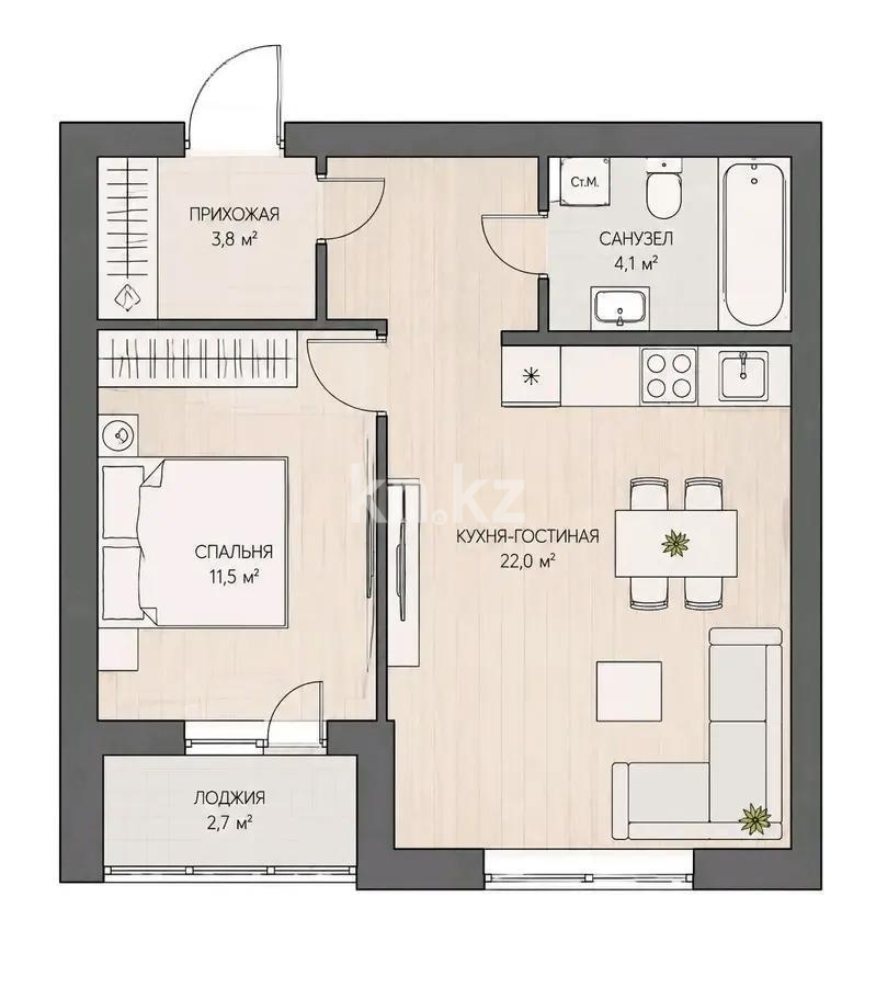 Продажа 2-комнатной квартиры, 41 м² в Караганде - фото 2