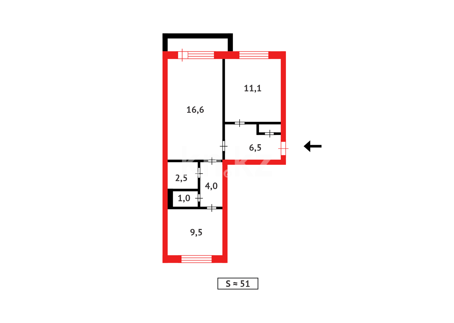 Продажа 2-комнатной квартиры, 51 м², мкр-н 9-й в Темиртау - фото 9