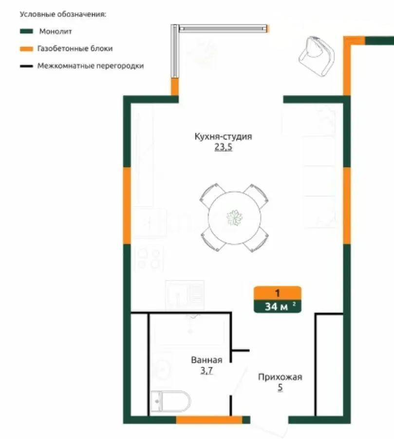 Продажа 1-комнатной квартиры, 34 м², ул. Халиуллина, дом  196/17 в Алматы