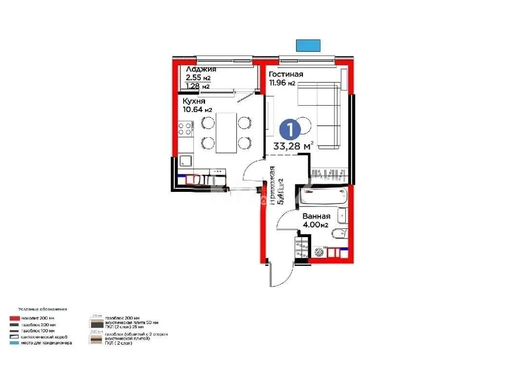 Продажа 1-комнатной квартиры, 33.28 м² в Алматы