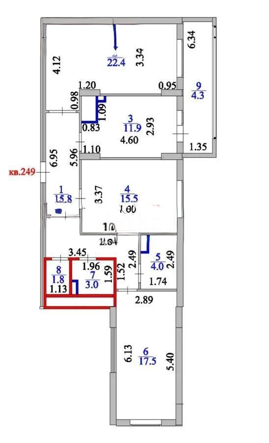 Продажа 3-комнатной квартиры, 96.2 м², ул. Косшыгулулы, дом  4 в Астане - фото 6