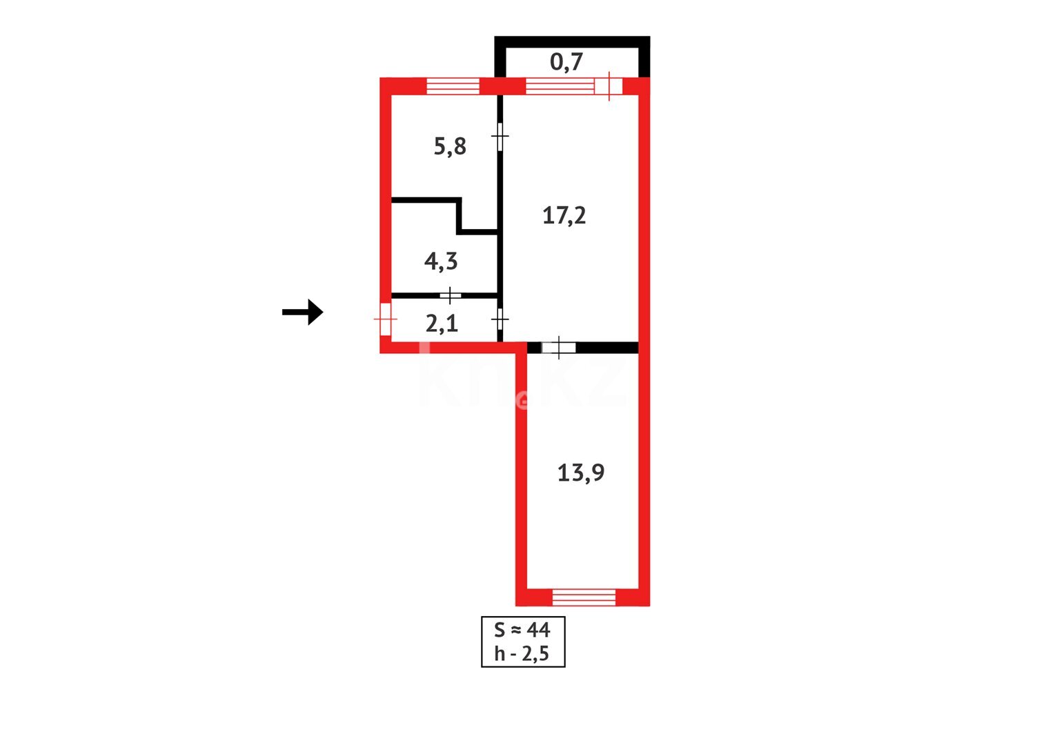 Продажа 2-комнатной квартиры, 47 м² в Караганде - фото 8