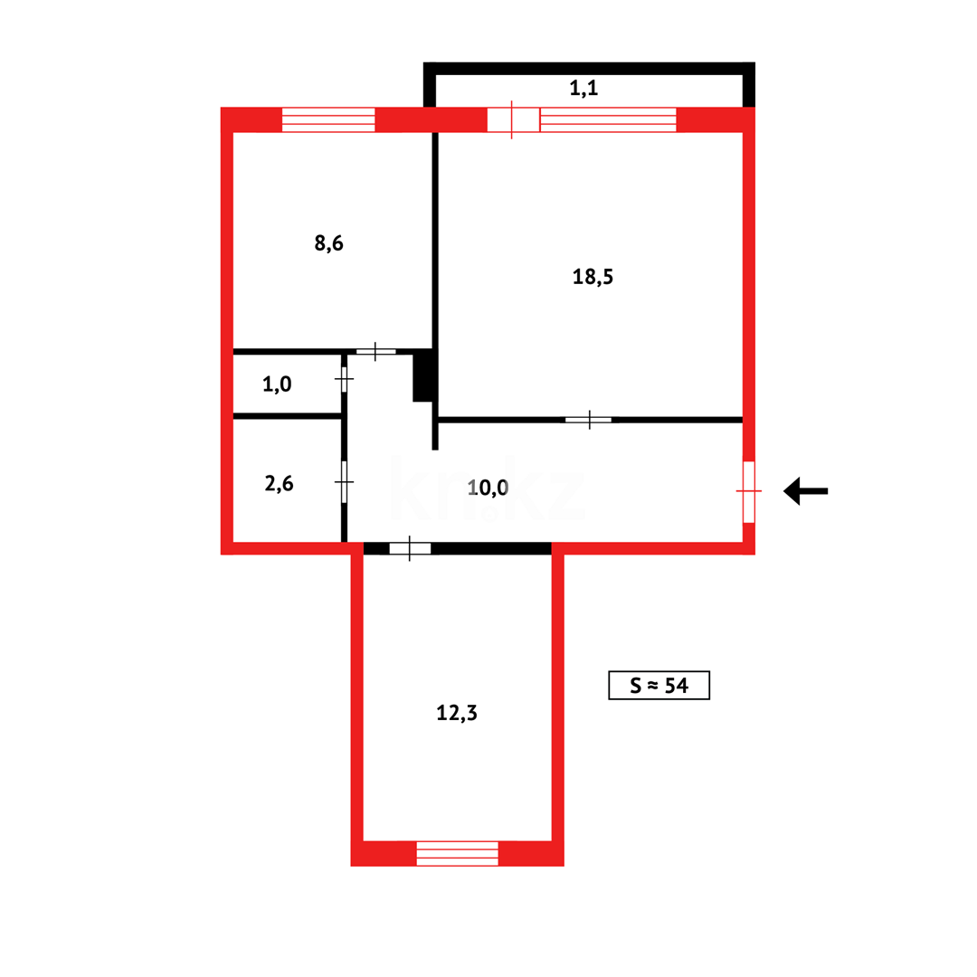 Продажа 2-комнатной квартиры, 54 м² в Караганде - фото 9