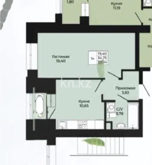 Продажа 1-комнатной квартиры, 39 м² в Астане