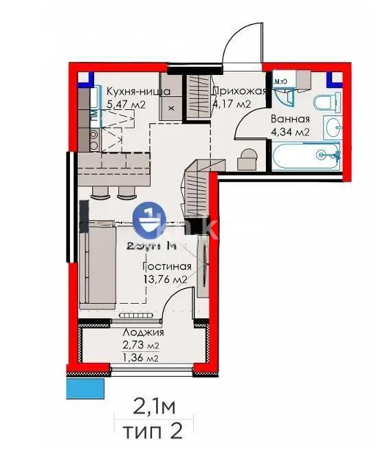 Продажа 1-комнатной квартиры, 28.61 м², мкр. Гажайып, дом  11/15а в Алматы