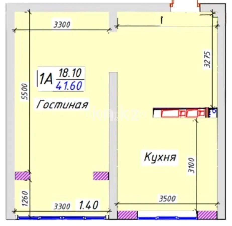 Продажа 1-комнатной квартиры, 41.6 м², ул. Жапсарбаева, дом  68/6 в Алматы