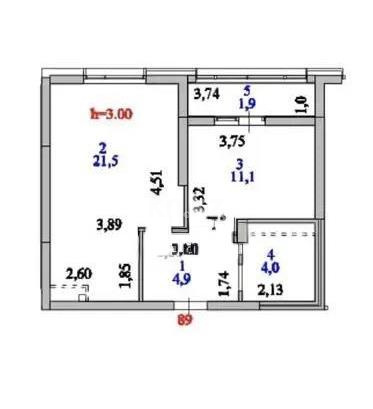Продажа 2-комнатной квартиры, 43.4 м² в Астане