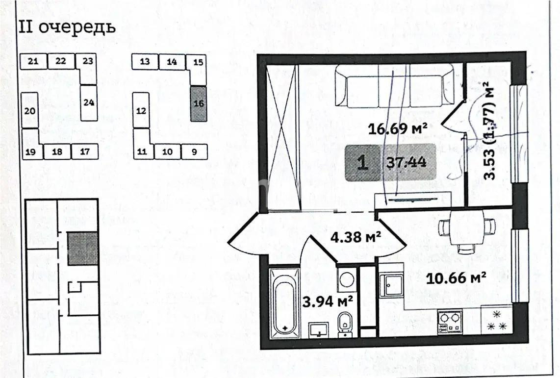Продажа 1-комнатной квартиры, 37.44 м² в Алматы - фото 3