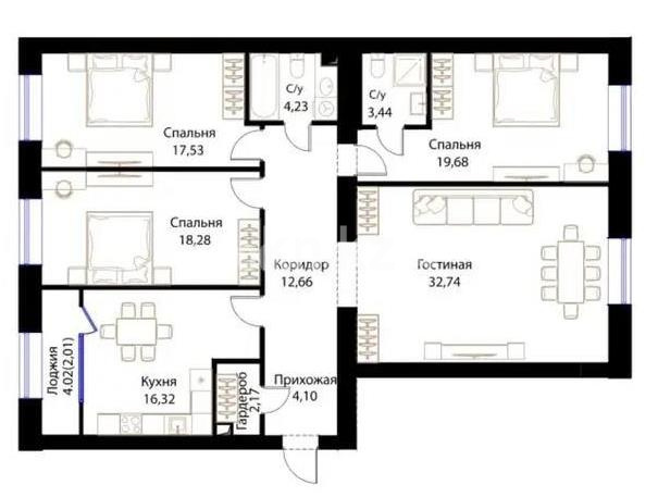 Продажа 4-комнатной квартиры, 134 м², ул. Жошы хана, дом  12/3 в Астане