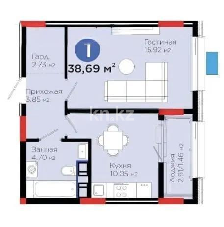 Продажа 1-комнатной квартиры, 38.69 м², ул. Е-321, дом  4 в Астане