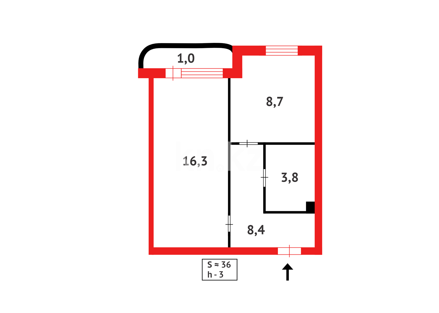 Продажа 1-комнатной квартиры, 36.2 м² в Астане - фото 8