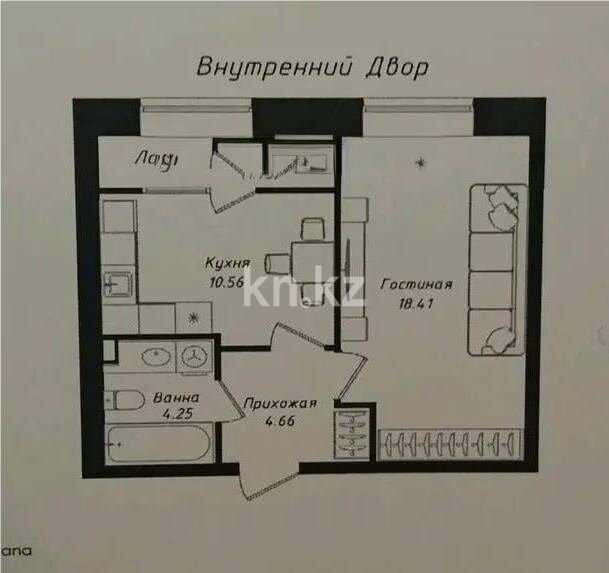 Продажа 1-комнатной квартиры, 39.7 м² в Астане