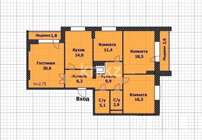 Продажа 4-комнатной квартиры, 109 м², пр. Шахтеров, дом  52Б в Караганде - фото 9