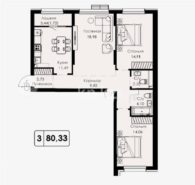 Продажа 3-комнатной квартиры, 80.33 м² в Алматы - фото 5